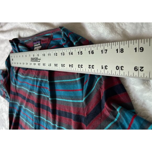 Patagonia Womens Striped 3/4 Sleeve Cowl Neck Dress Medium Organic Cotton Blend - Picture 5 of 9